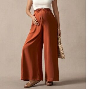 Maternity High Waisted Drawstring Wide leg Pants